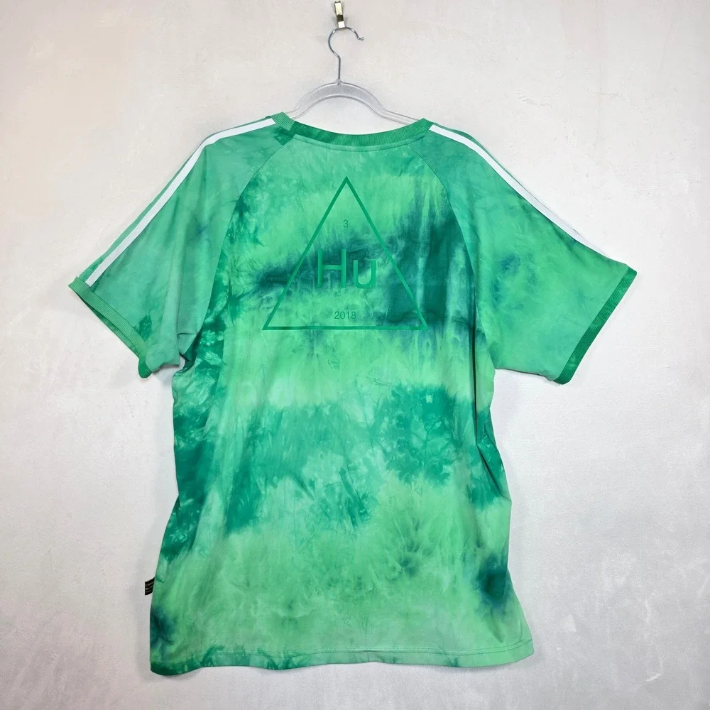 Adidas X Pharrell Williams Hu Holi T Shirt Men's XL Green Tie Dye Trefoil 2018